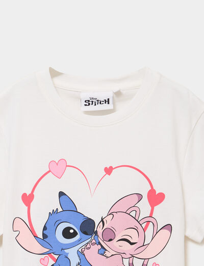 T-shirt manches courtes coton Stitch blanc fille