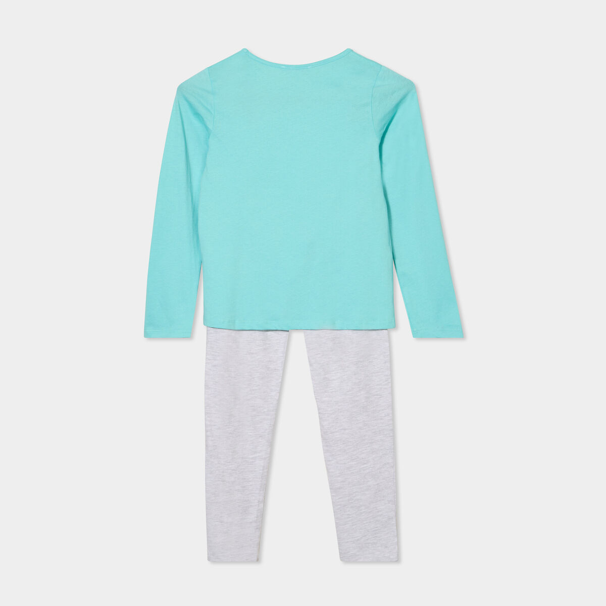 Ensemble pyjama pantalon 2 pièces coton bleu clair fille
