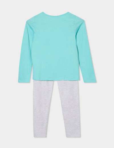 Ensemble pyjama pantalon 2 pièces coton bleu clair fille