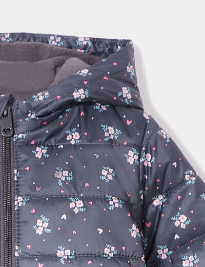 Doudoune oversize zippée à capuche gris foncé bébé fille