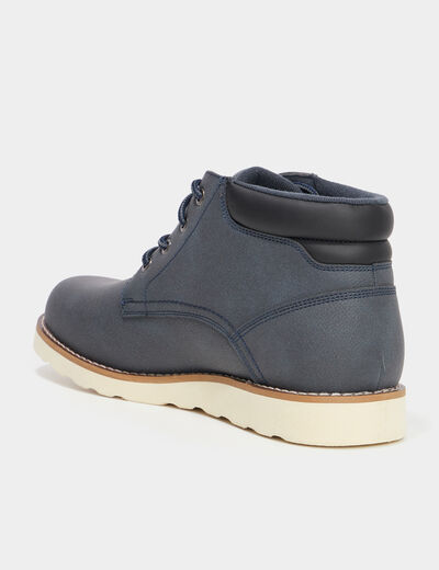 Bottines &agrave; lacets effet similicuir bleu homme