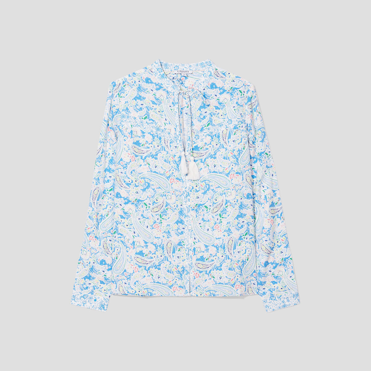 Chemise col cordons à pampilles multicolore femme
