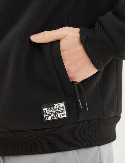 Sweat hoodie zippé à capuche Liberto noir homme