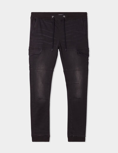 Pantalon skinny stretch 2 poches côtés noir homme
