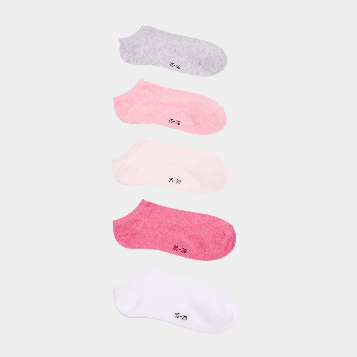Lot 5 paires chaussettes invisibles rose mixte