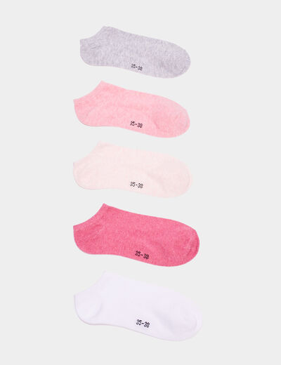 Lot 5 paires chaussettes invisibles rose mixte