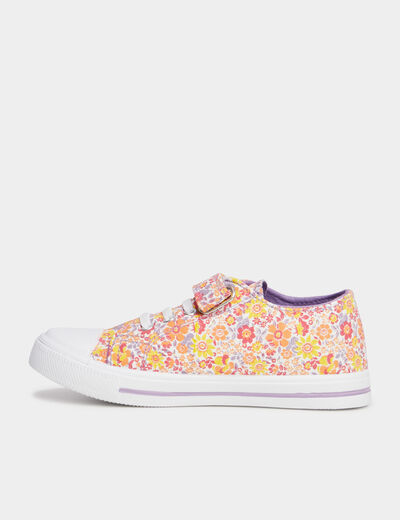 Tennis basses à scratchs en toile multicolore fille