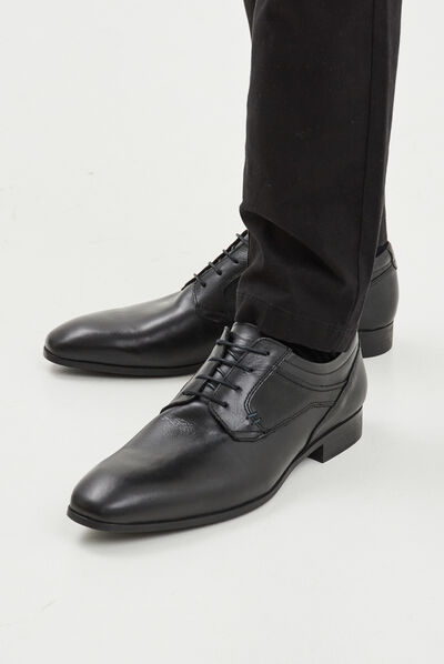 Derbies à lacets en cuir noir homme