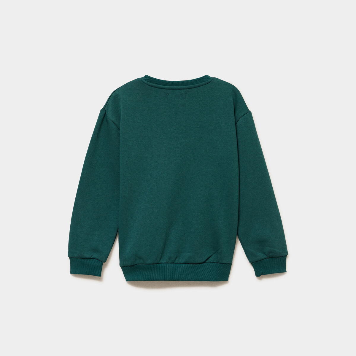 Sweat col rond manches longues vert fonc&eacute; gar&ccedil;on