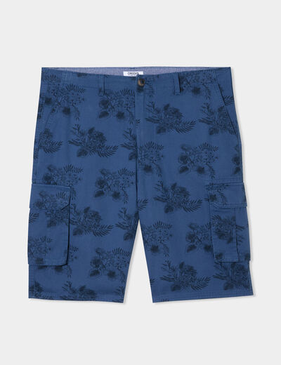 Bermuda cargo coton bleu foncé homme