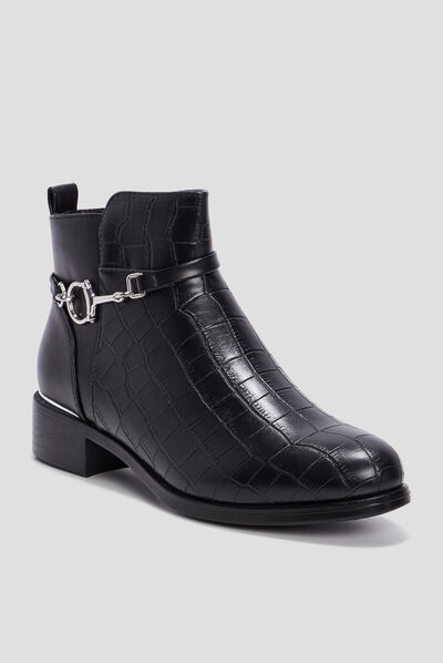 Bottines plates zippées noir femme