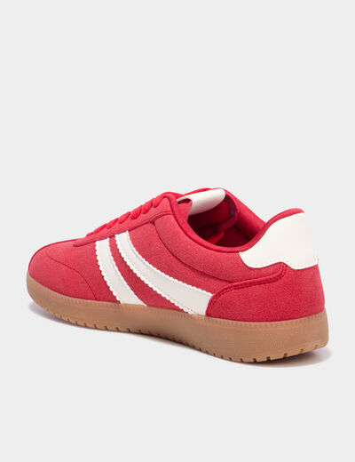 Tennis basses &agrave; lacets rouge femme