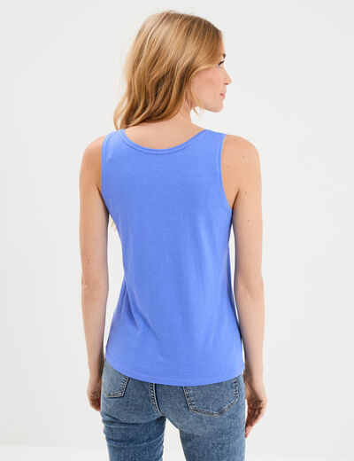 D&eacute;bardeur bretelles larges coton bleu electrique femme