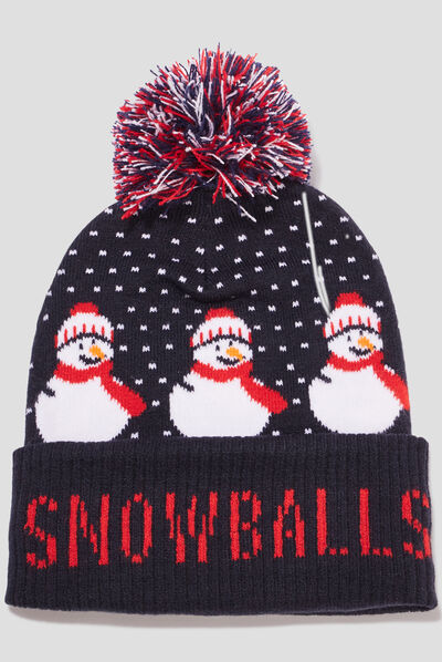 Bonnet à pompon multicolore garçon