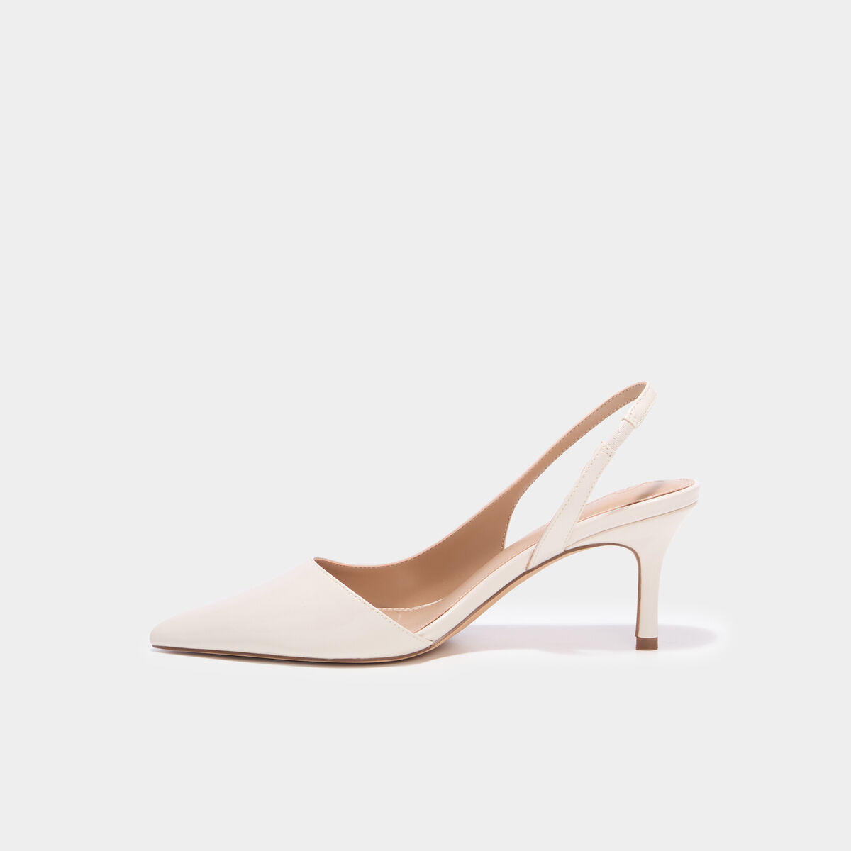 Escarpins slingback talons aiguilles ivoire femme