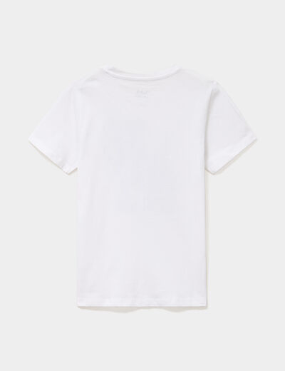 T-shirt col rond manches courtes coton blanc gar&ccedil;on