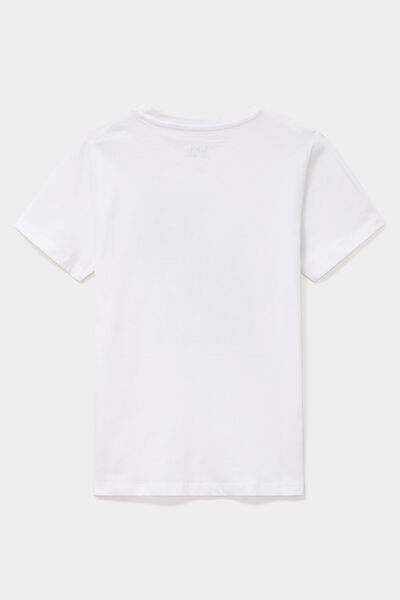 T-shirt col rond manches courtes coton blanc gar&ccedil;on