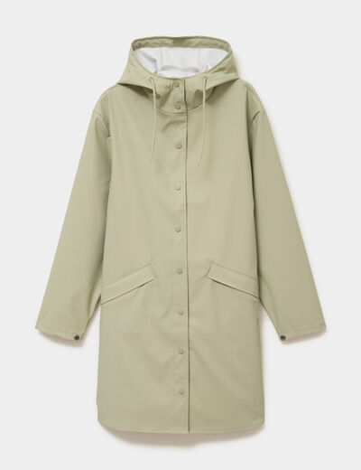Parka imperm&eacute;able coupe-vent &agrave; capuche vert kaki femme
