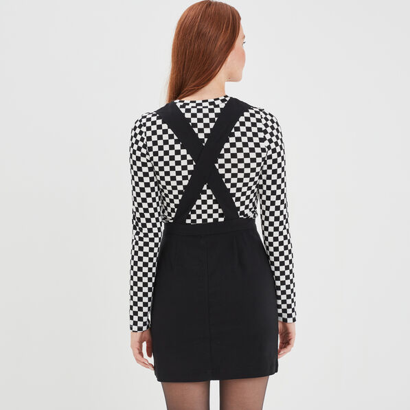 Robe chasuble courte bretelles larges noir femme