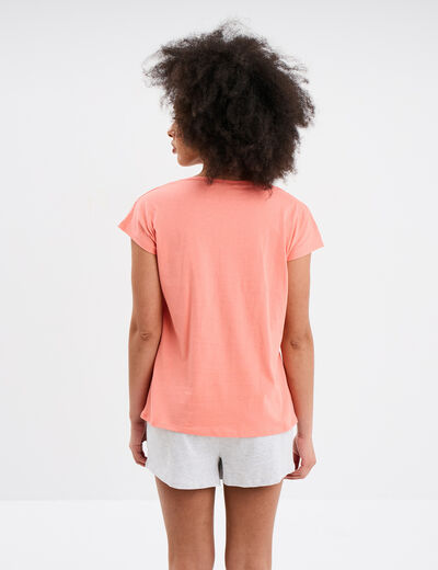 Ensemble pyjama short 2 pièces coton vieux rose femme