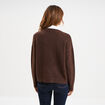 Pull 2-en-1 col chemise manches longues marron fonc&eacute; femme
