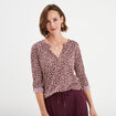 T-shirt manches longues à revers bordeaux femme