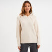Pull &agrave; capuche manches longues ecru femme