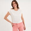 T-shirt col rond manches courtes blanc femme