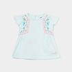 T-shirt broderie manches courtes Creeks bleu turquoise bébé fille