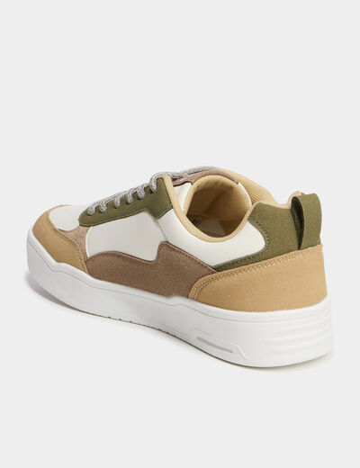 Tennis basses &agrave; lacets vert kaki femme