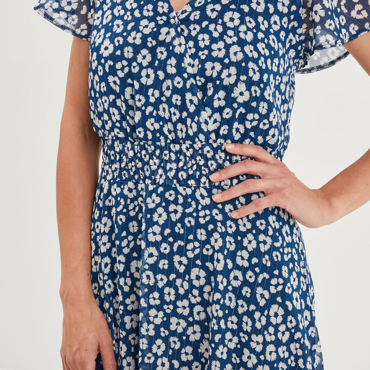 Robe midi droite bleu canard femme