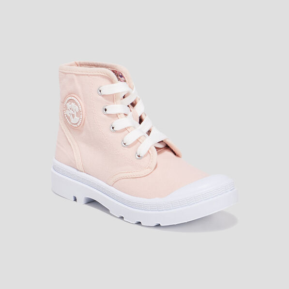 baskets montantes crantees en toile rose fille Baskets montantes crantées en toile rose fille