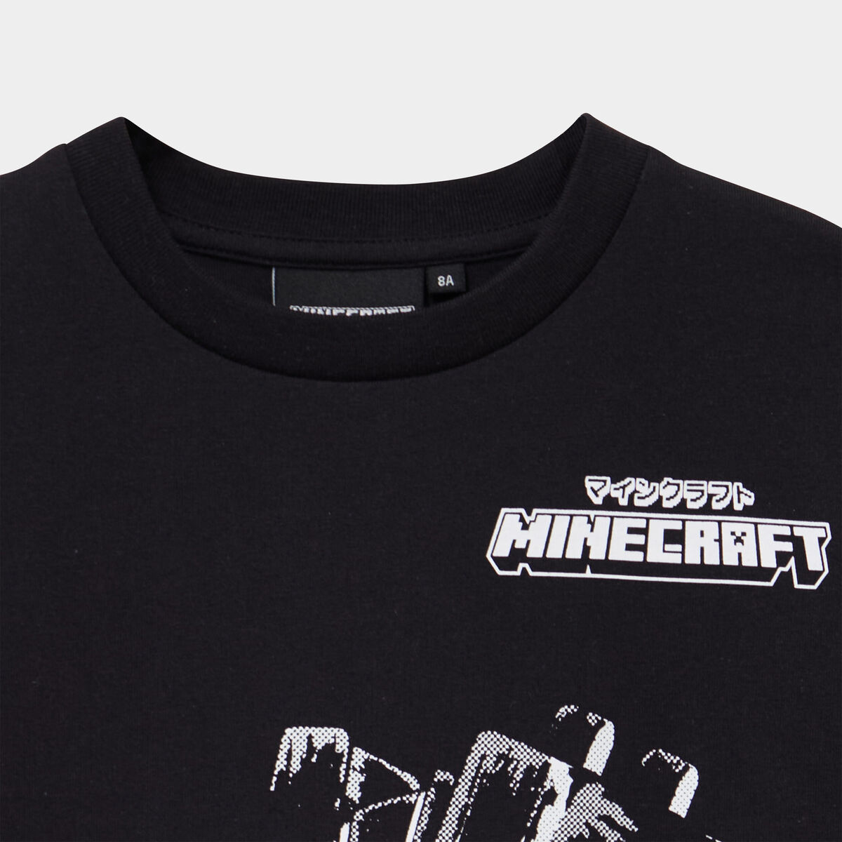 T-shirt manches longues coton Minecraft noir gar&ccedil;on