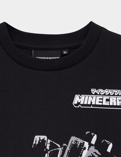 T-shirt manches longues coton Minecraft noir gar&ccedil;on