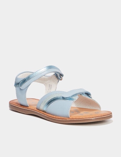 Sandales à scratchs en cuir Kickers bleu fille