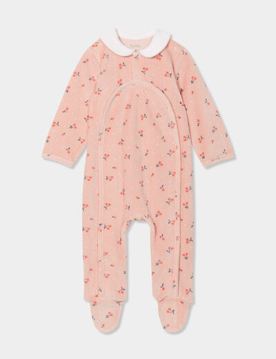 Dors-bien manches longues boutonné rose poudrée bébé fille