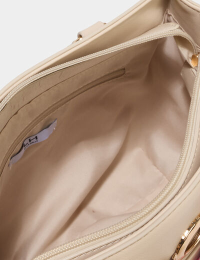 Sac &agrave; main d&eacute;tail foulard ivoire femme