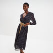 Robe longue empire manches longues bleu marine femme