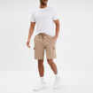 Bermuda cargo molleton taille &eacute;lastiqu&eacute;e taupe homme