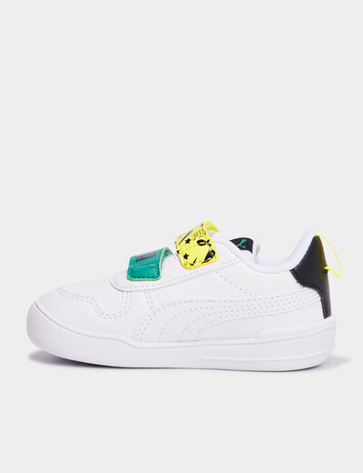 Tennis basses à scratchs Puma blanc bébé garçon