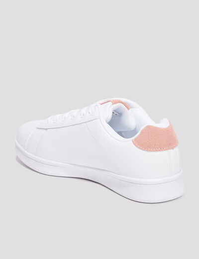 Tennis basses à lacets bout rond rose femme
