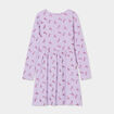 Robe trapèze manches longues coton mauve fille