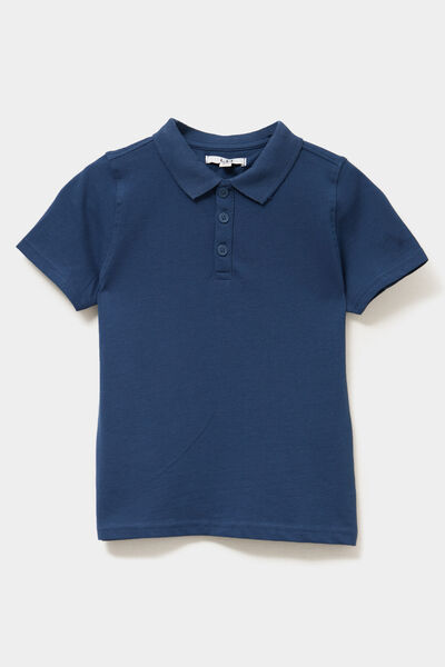 Polo manches courtes &agrave; d&eacute;tail brod&eacute; bleu marine gar&ccedil;on