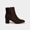 Bottines &agrave; talon bloc su&eacute;dine zip marron fonc&eacute; femme