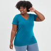 T-shirt manches courtes col V bleu canard femme grande taille
