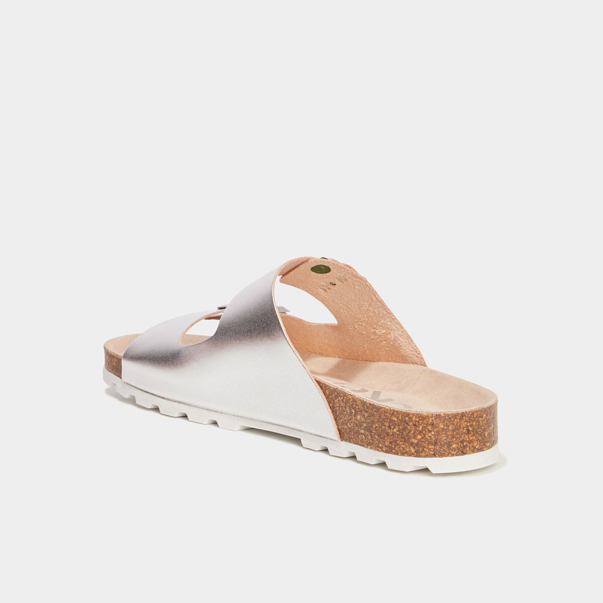 Mules métallisées Kickers gris argent femme