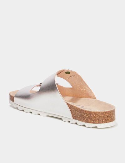 Mules métallisées Kickers gris argent femme