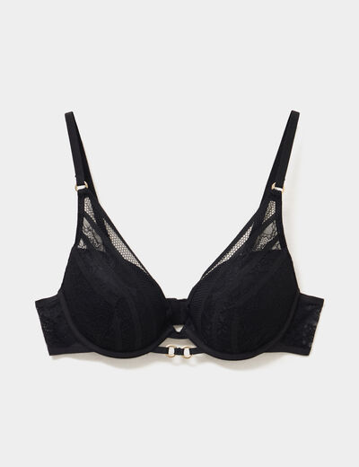 Soutien-gorge foulard paddé dentelle noir femme