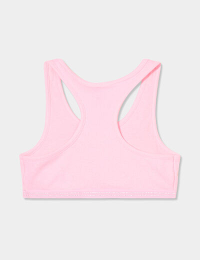 Lot 2 brassières effet côtelé coton rose fluo fille