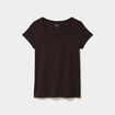 T-shirt coton col rond manches courtes marron fonc&eacute; femme